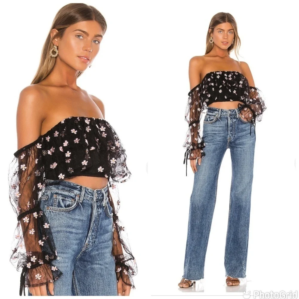 Lovers + Friends Juliana Floral Mesh Crop Top - Picture 2 of 12